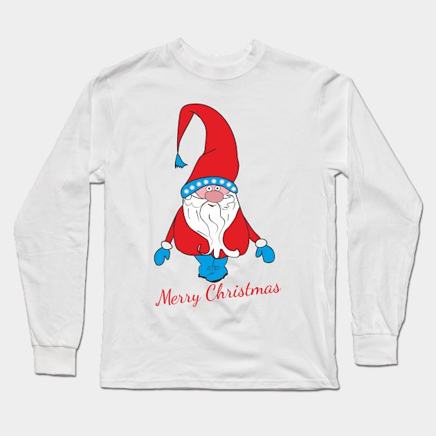 Christmas Gnome Long Sleeve T-Shirt by Alekvik